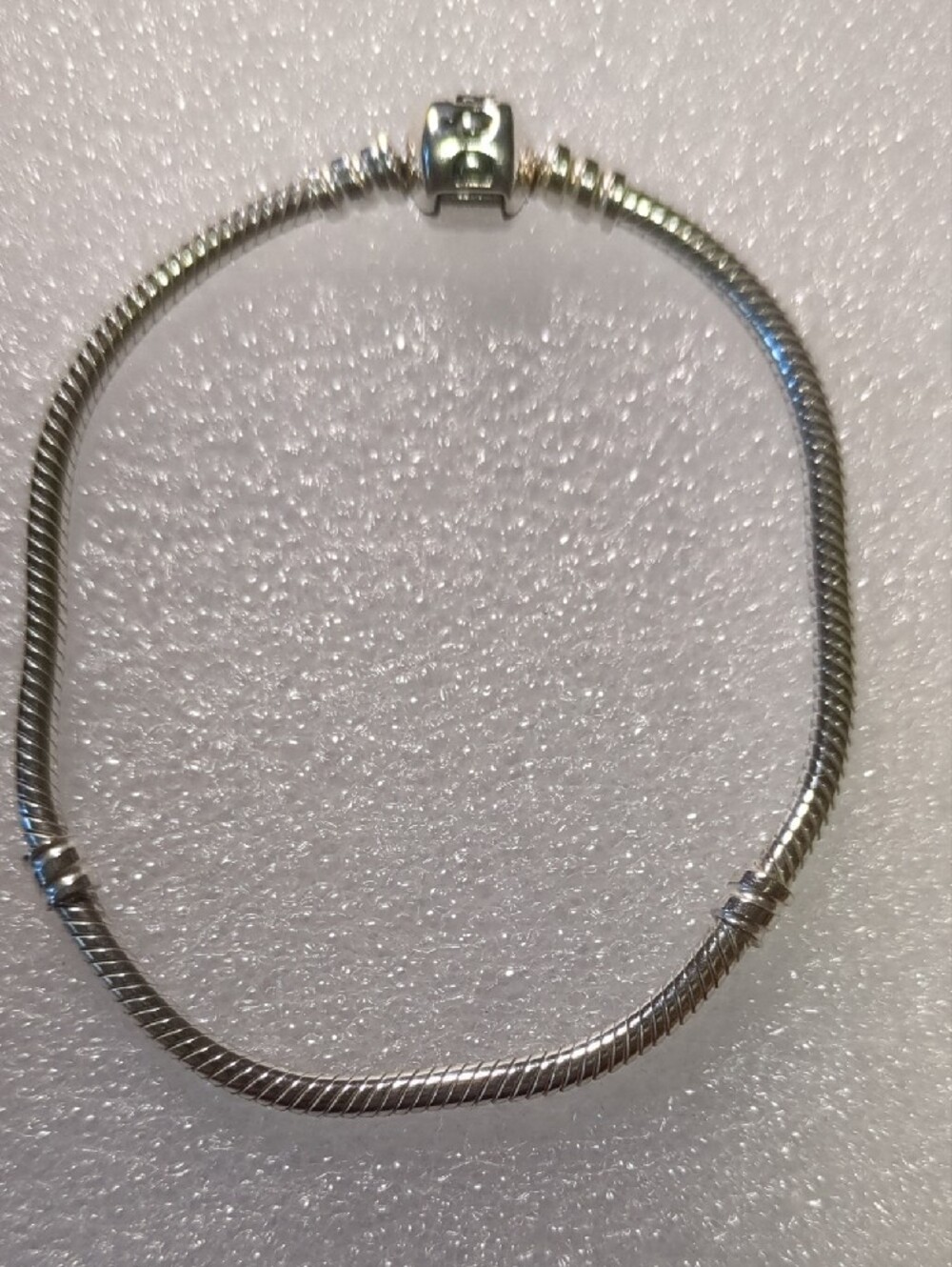 Pandora Sterling Silver Snake Chain Bracelet 7.5" with Black Logo Pouch *NEW* - Picture 2 of 4